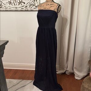NWT Elegant Navy Strapless Eyelet Dress 8